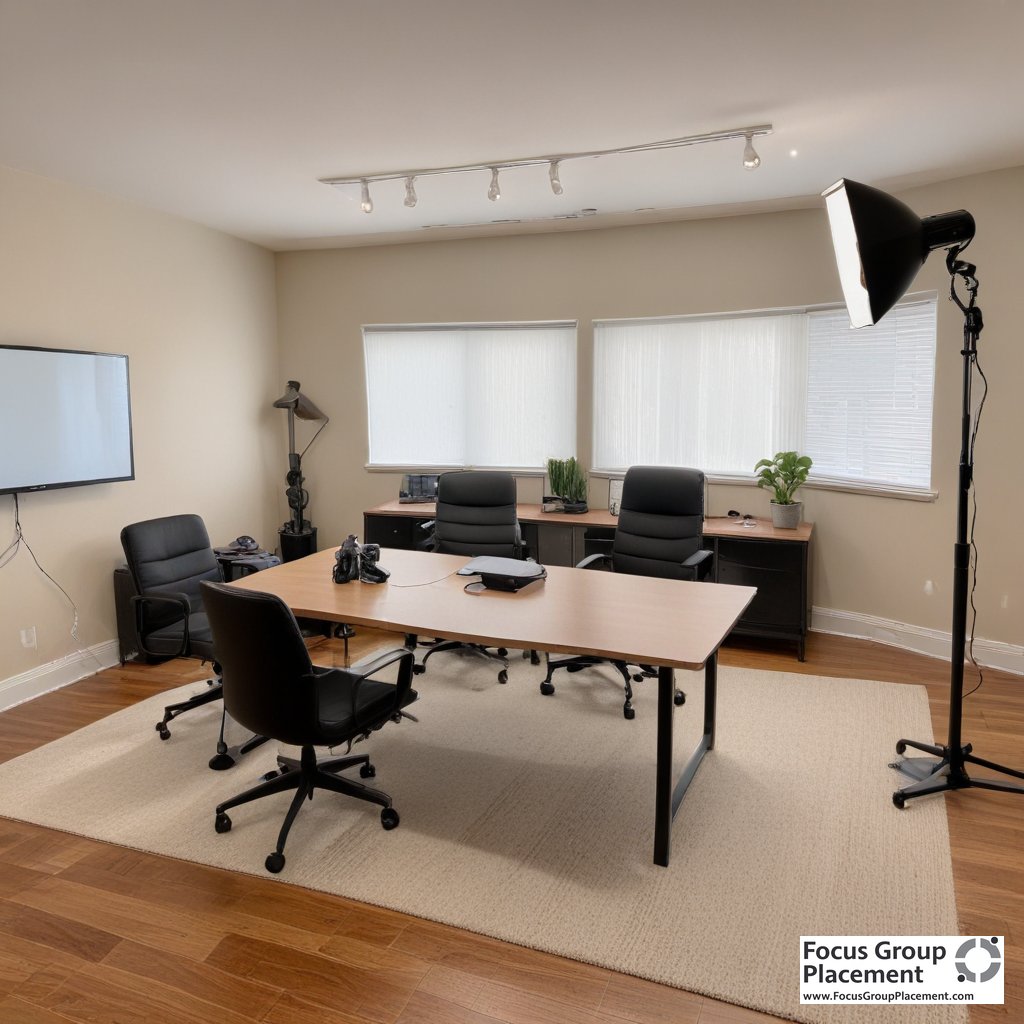 Professional virtual focus group participation setup in home office