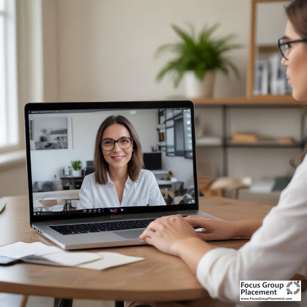 Woman earning money through online market research companies from her home office
