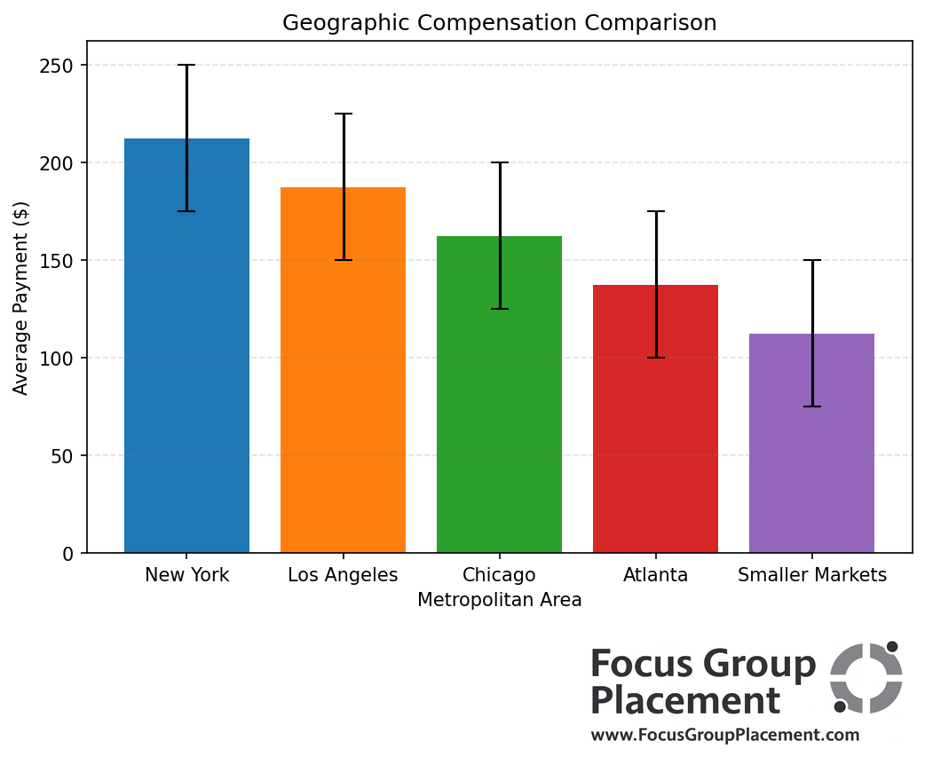 Chart comparing average paid group compensation across different metropolitan areas