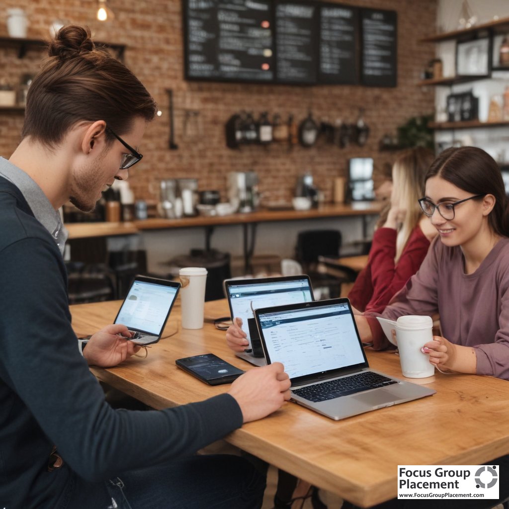People earning money through Swagbucks and other survey platforms on multiple devices