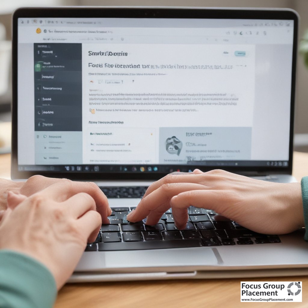 Participant navigating Focus Forward Research online platform to view available studies