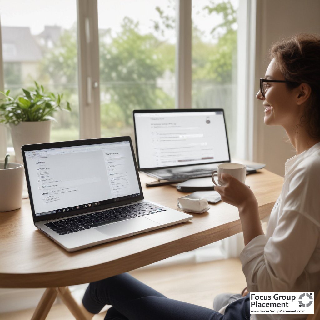 Person completing Ipsos i-Say surveys online from home to earn extra income