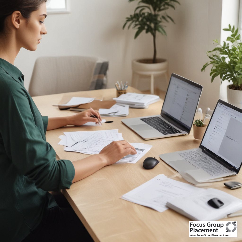 Person completing a Pinecone Research survey invitation at a home desk