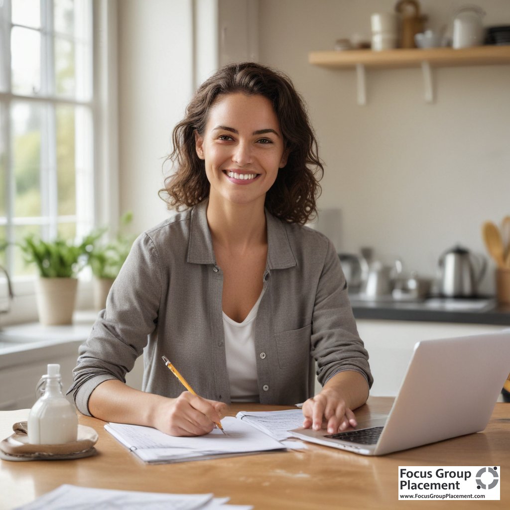 Woman tracking notes during product testing studies at home