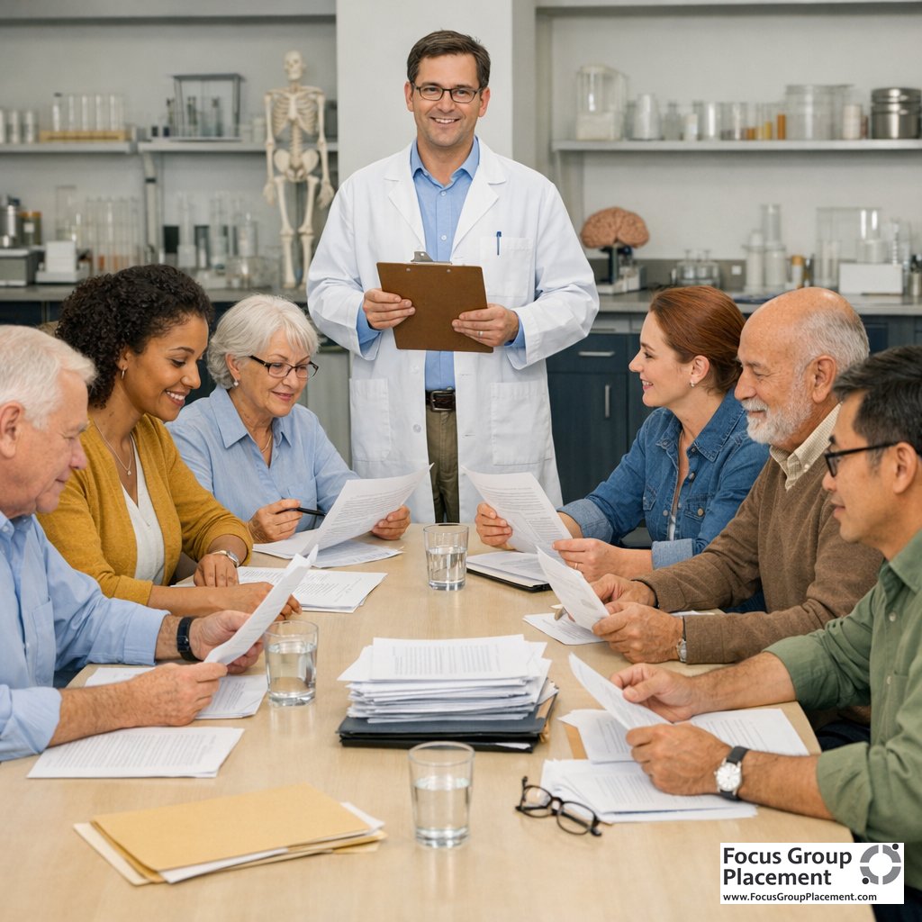 Diverse group of research participants gathered at a conference table to learn what is a cohort study and how participation works